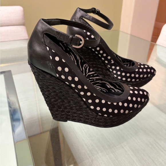GUESS by Marciano Black and White Polka Dot Heels - Picture 2 of 11
